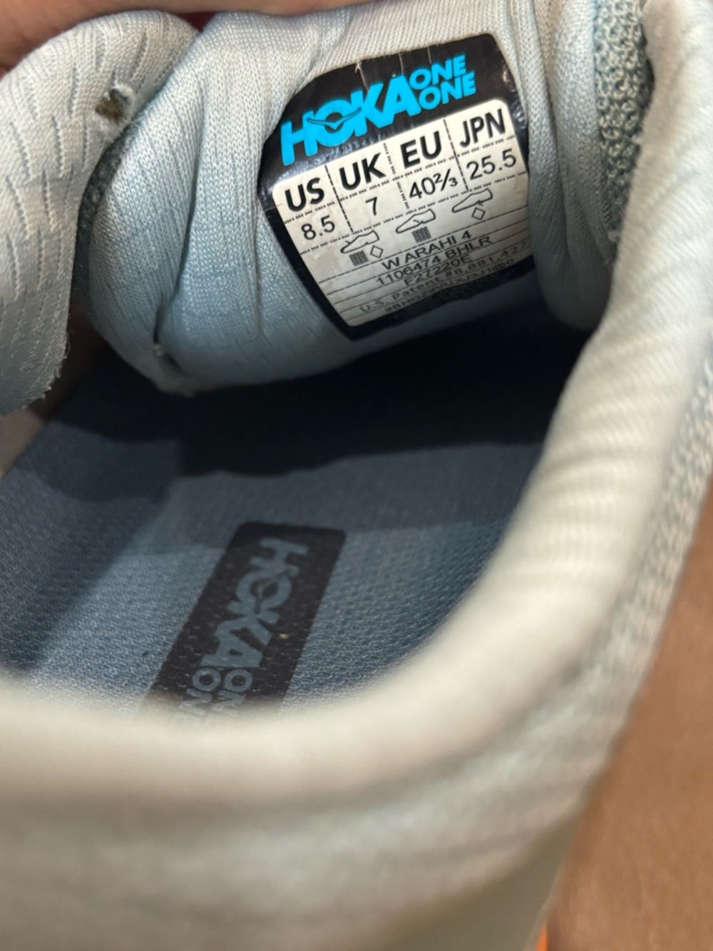 Hoka One One men’s Light Blue Running Shoe - Picture 8 of 8